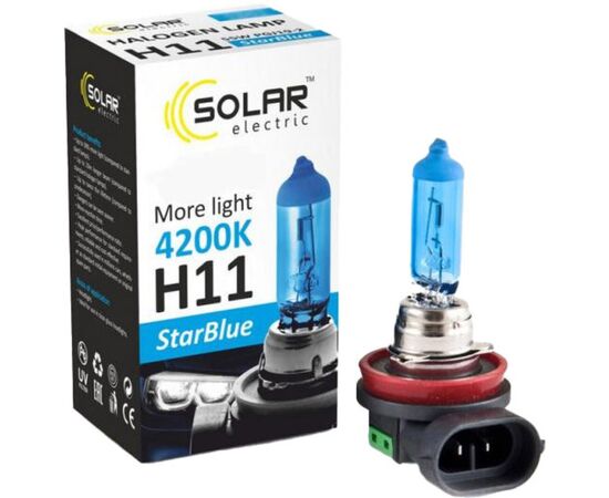 Автолампа SOLAR H11 12V 55W PGJ19-2 StarBlue 4200K (1281)