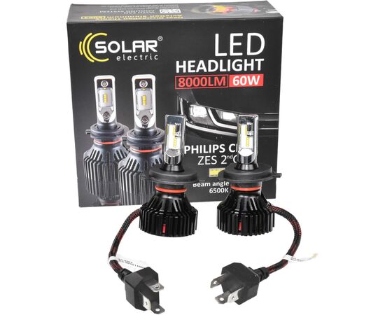 Автолампа SOLAR H4 12/24V 6500K 8000Lm 60W ZES Chip (8304), изображение 3 Автолампа SOLAR H4 12/24V 6500K 8000Lm 60W ZES Chip (8304), изображение 3