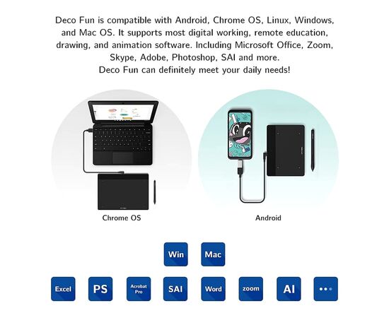 Графический планшет XP-Pen Deco Fun XS Pink (Deco Fun XS_R), изображение 7 Графический планшет XP-Pen Deco Fun XS Pink (Deco Fun XS_R), изображение 7