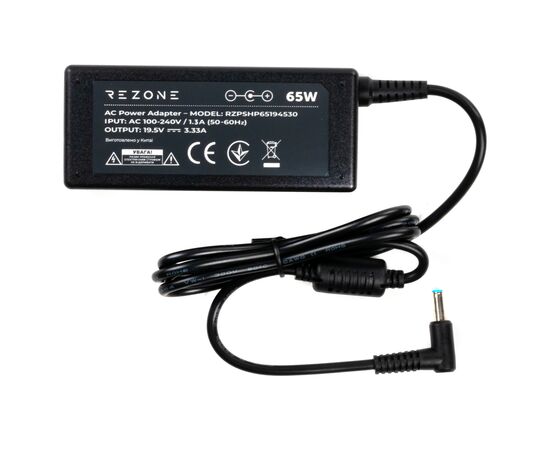 Блок питания к ноутбуку Rezone HP 65W 19.5V 3.33А 4.5*3.0 (RZPSHP65194530), изображение 3 Блок питания к ноутбуку Rezone HP 65W 19.5V 3.33А 4.5*3.0 (RZPSHP65194530), изображение 3
