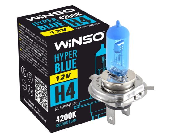 Автолампа Winso H4 HYPER BLUE 4200K 60/55W (712440), изображение 2 Автолампа Winso H4 HYPER BLUE 4200K 60/55W (712440), изображение 2