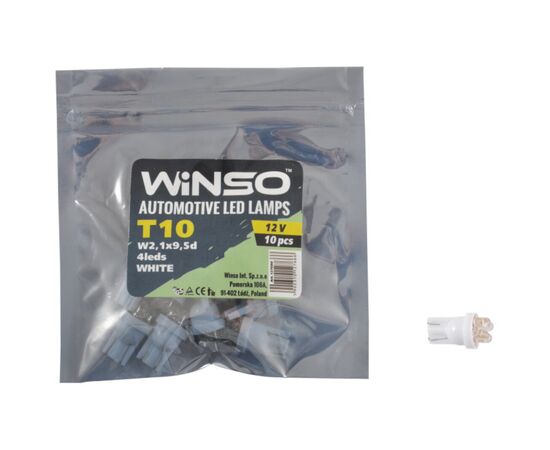 Автолампа Winso FLUX T10 W2.1x9.5d 4LEDS white (127660), изображение 2 Автолампа Winso FLUX T10 W2.1x9.5d 4LEDS white (127660), изображение 2