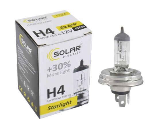 Автолампа SOLAR H4 12V 60/55W P45t-41 Starlight+30 (1224)