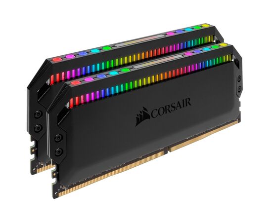 Модуль памяти для компьютера DDR4 32GB (2x16GB) 3200 MHz Dominator Platinum RGB Black Corsair (CMT32GX4M2C3200C16)