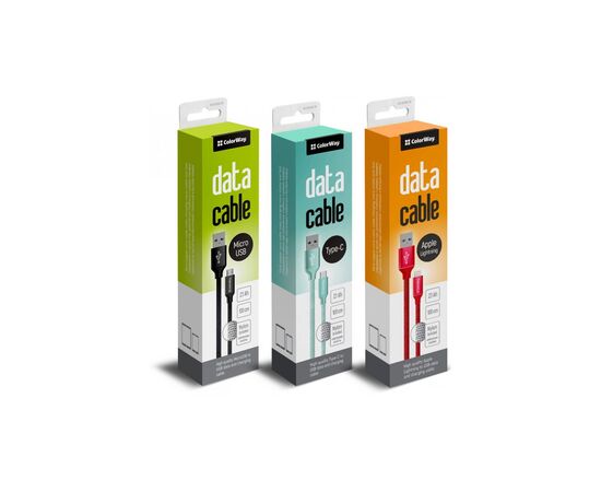 Дата кабель KIT 3 cables USB 2.0 AM to Lightning/Micro 5P/Type-C 1.0m 2.1А ColorWay (CW-CBULCM006-MIX), изображение 3 Дата кабель KIT 3 cables USB 2.0 AM to Lightning/Micro 5P/Type-C 1.0m 2.1А ColorWay (CW-CBULCM006-MIX), изображение 3