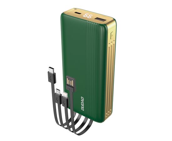 Батарея універсальна Dudao K4Pro 20000mAh, with built-in cables, LED display, green (6973687242145)