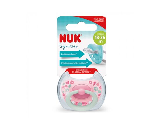 Пустышка Nuk Signature 1,5 мес – 3 года. розовая (3952420), изображение 2 Пустышка Nuk Signature 1,5 мес – 3 года. розовая (3952420), изображение 2