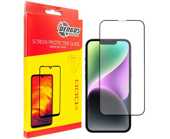 Стекло защитное Dengos Full Glue iPhone 14 black frame (TGFG-230)