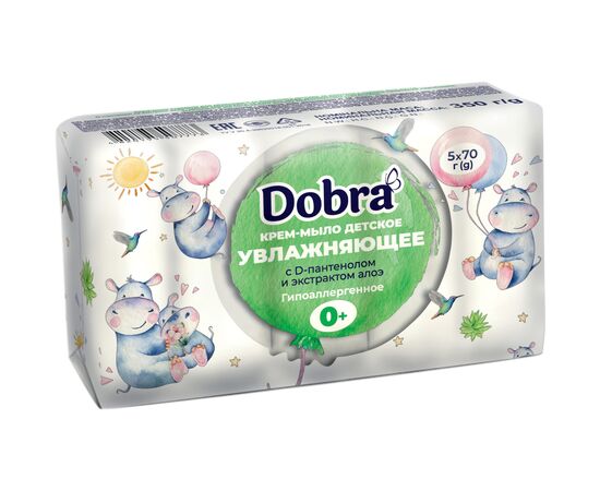 Твердое мыло Dobra Увлажняющее с D-пантенолом и экстрактом алоэ 5 х 70 г (4820195507773)