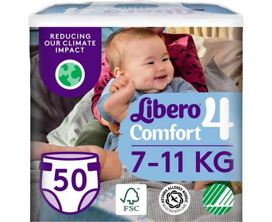 Подгузник Libero Comfort Размер 4 (7-11 кг) 50 шт (7322541756844)