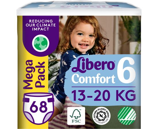 Подгузник Libero Comfort Размер 6 (13-20 кг) 68 шт (7322541757025)