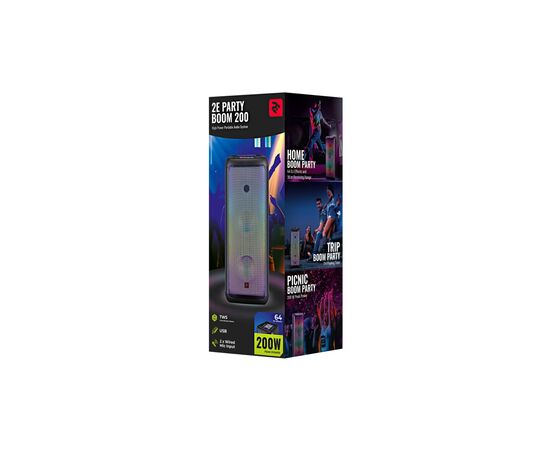 Акустическая система 2E Party Boom 200 TWS USB Full LED DJ Effects, Wireless (2E-DSPB200W), изображение 2 Акустическая система 2E Party Boom 200 TWS USB Full LED DJ Effects, Wireless (2E-DSPB200W), изображение 2