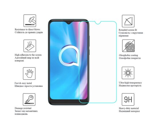Стекло защитное Drobak Alcatel 1SE (616186), изображение 3 Стекло защитное Drobak Alcatel 1SE (616186), изображение 3