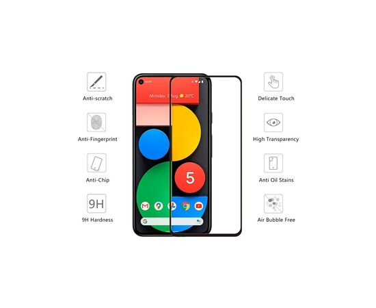 Стекло защитное Drobak Google Pixel 5 Frame A+ Black (606004), изображение 2