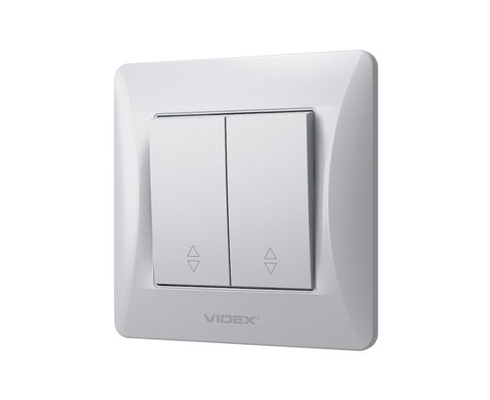 Переключатель Videx BINERA 2кл проходной серебряный шёл (VF-BNSW2P-SS)