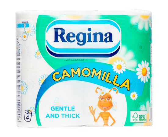 Туалетная бумага Regina Camomile FSC Ромашка 18 м 150 отрывов 3 слоя 4 рулона (8004260438513)