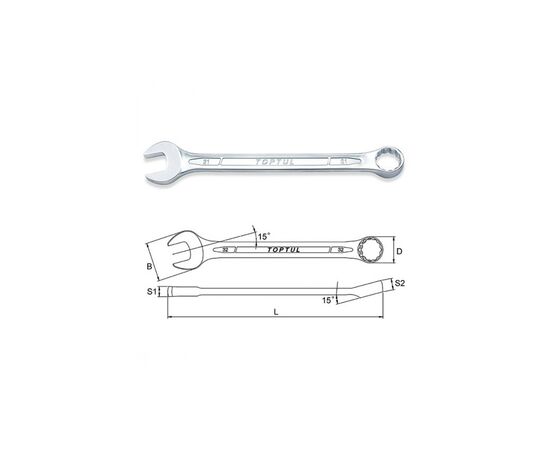 Ключ Toptul комбінований 34мм (AAEB3434), зображення 2 Ключ Toptul комбінований 34мм (AAEB3434), зображення 2