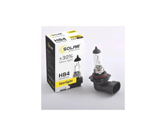 Автолампа SOLAR HB4 12V 55W P22d Starlight+30 (1206), изображение 2 Автолампа SOLAR HB4 12V 55W P22d Starlight+30 (1206), изображение 2