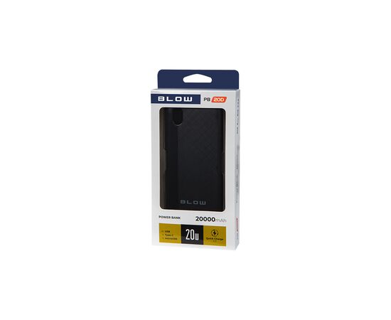Батарея универсальная Blow 20000mAh, PD, QC/3.0, inp:Micro-USB/USB-C, out:USB-A*2/USB-C, black (PB20D), изображение 2 Батарея универсальная Blow 20000mAh, PD, QC/3.0, inp:Micro-USB/USB-C, out:USB-A*2/USB-C, black (PB20D), изображение 2