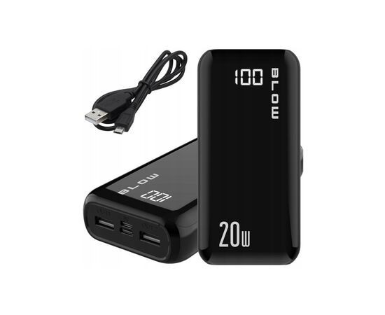 Батарея універсальна Blow 30000mAh, PD/20W, QC/3.0/20W, inp:Micro-USB/USB-C, out:USB-A*2/USB-C, black (PB30A)