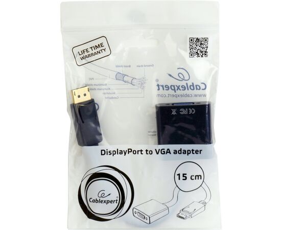 Переходник DisplayPort to VGA Cablexpert (A-DPM-VGAF-02-W), изображение 2 Переходник DisplayPort to VGA Cablexpert (A-DPM-VGAF-02-W), изображение 2