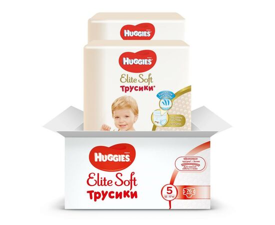 Подгузник Huggies Elite Soft Pants XL размер 5 (12-17 кг) Box 76 шт (5029053547114), изображение 3 Подгузник Huggies Elite Soft Pants XL размер 5 (12-17 кг) Box 76 шт (5029053547114), изображение 3