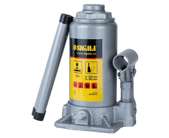 Домкрат Sigma гидравлический бутылочный 10т H 200-385мм (6106101)