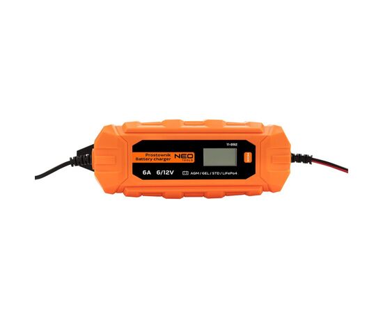 Зарядное устройство для автомобильного аккумулятора Neo Tools 6А/100Вт, 3-150Ач, для кислотних/AGM/GEL (11-892), изображение 3 Зарядное устройство для автомобильного аккумулятора Neo Tools 6А/100Вт, 3-150Ач, для кислотних/AGM/GEL (11-892), изображение 3