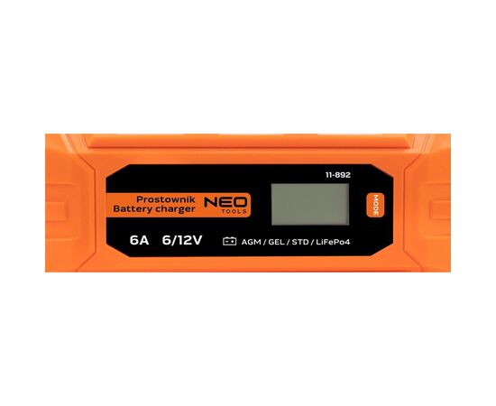 Зарядное устройство для автомобильного аккумулятора Neo Tools 6А/100Вт, 3-150Ач, для кислотних/AGM/GEL (11-892), изображение 4 Зарядное устройство для автомобильного аккумулятора Neo Tools 6А/100Вт, 3-150Ач, для кислотних/AGM/GEL (11-892), изображение 4