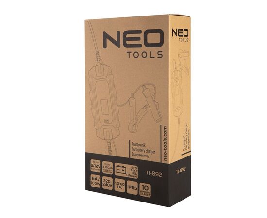 Зарядное устройство для автомобильного аккумулятора Neo Tools 6А/100Вт, 3-150Ач, для кислотних/AGM/GEL (11-892), изображение 7 Зарядное устройство для автомобильного аккумулятора Neo Tools 6А/100Вт, 3-150Ач, для кислотних/AGM/GEL (11-892), изображение 7