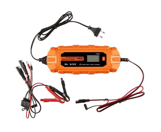 Зарядний пристрій для автомобільного акумулятора Neo Tools 6А/100Вт, 3-150Ач, для кислотних/AGM/GEL (11-892)