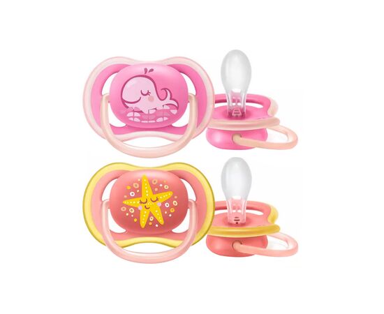 Пустышка Philips AVENT Ultra Air с декором для девочек 6-18 мес. 2 шт. (SCF085/04)