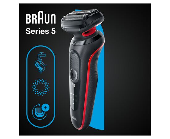 Электробритва Braun Series 5 51-R1000s BLACK / RED, изображение 6 Электробритва Braun Series 5 51-R1000s BLACK / RED, изображение 6