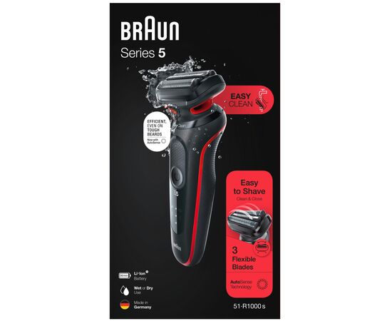 Электробритва Braun Series 5 51-R1000s BLACK / RED, изображение 8 Электробритва Braun Series 5 51-R1000s BLACK / RED, изображение 8