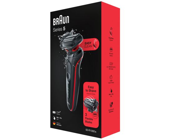Электробритва Braun Series 5 51-R1000s BLACK / RED, изображение 9 Электробритва Braun Series 5 51-R1000s BLACK / RED, изображение 9