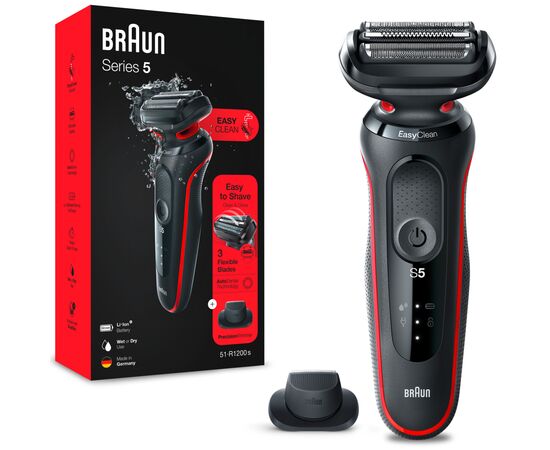 Электробритва Braun Series 5 51-R1200s BLACK / RED, изображение 2 Электробритва Braun Series 5 51-R1200s BLACK / RED, изображение 2