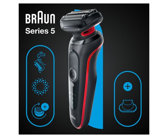 Электробритва Braun Series 5 51-R1200s BLACK / RED, изображение 4 Электробритва Braun Series 5 51-R1200s BLACK / RED, изображение 4