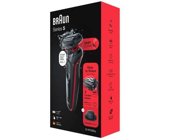 Электробритва Braun Series 5 51-R1200s BLACK / RED, изображение 7 Электробритва Braun Series 5 51-R1200s BLACK / RED, изображение 7