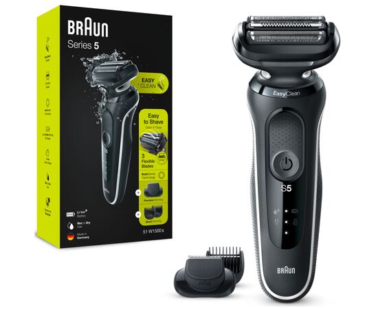 Электробритва Braun Series 5 51-W1500s BLACK / WHITE, изображение 2 Электробритва Braun Series 5 51-W1500s BLACK / WHITE, изображение 2