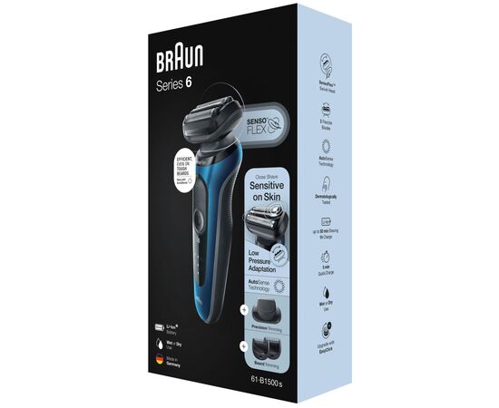 Электробритва Braun Series 6 61-B1500s BLUE / BLACK, изображение 10 Электробритва Braun Series 6 61-B1500s BLUE / BLACK, изображение 10