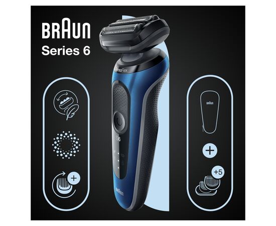Электробритва Braun Series 6 61-B1500s BLUE / BLACK, изображение 7 Электробритва Braun Series 6 61-B1500s BLUE / BLACK, изображение 7