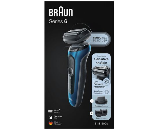 Электробритва Braun Series 6 61-B1500s BLUE / BLACK, изображение 8 Электробритва Braun Series 6 61-B1500s BLUE / BLACK, изображение 8