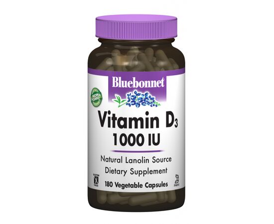 Витамин Bluebonnet Nutrition Витамин D3 1000IU, 180 вегетарианских капсул (BLB0313)