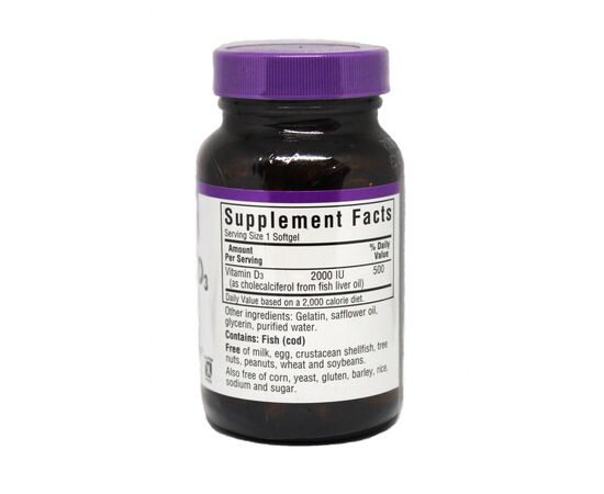 Витамин Bluebonnet Nutrition Витамин D3 2000IU, 100 желатиновых капсул (BLB0317), изображение 2 Витамин Bluebonnet Nutrition Витамин D3 2000IU, 100 желатиновых капсул (BLB0317), изображение 2