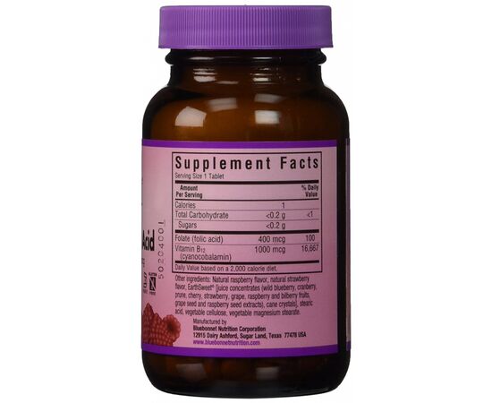 Вітамін Bluebonnet Nutrition Вітамін В12 и Фолієва кислота, Смак Малини, Earth Sweet Chew (BLB-00435), зображення 2 Вітамін Bluebonnet Nutrition Вітамін В12 и Фолієва кислота, Смак Малини, Earth Sweet Chew (BLB-00435), зображення 2