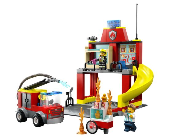 Конструктор LEGO City Пожежне депо та пожежна машина 153 деталі (60375), зображення 2 Конструктор LEGO City Пожежне депо та пожежна машина 153 деталі (60375), зображення 2