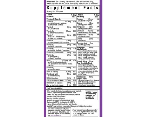 Витамин Bluebonnet Nutrition Мультивитамины без железа, MAXI ONE Iron Free, 30 вегетариа (BLB0133), изображение 2 Витамин Bluebonnet Nutrition Мультивитамины без железа, MAXI ONE Iron Free, 30 вегетариа (BLB0133), изображение 2
