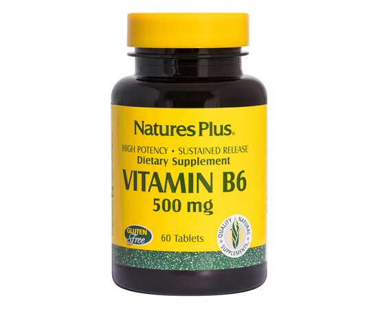 Витамин Natures Plus Витамин В-6 Медленного Высвобождения, Nature's Plus, 500 мг, (NAP-01665), изображение 2 Витамин Natures Plus Витамин В-6 Медленного Высвобождения, Nature's Plus, 500 мг, (NAP-01665), изображение 2