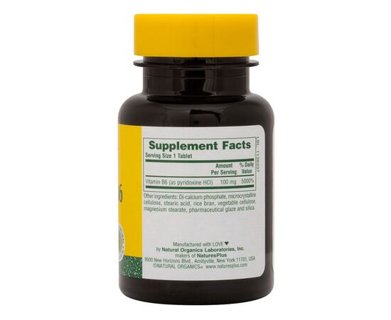 Витамин Natures Plus Витамин В-6, Vitamin B6, Nature's Plus, 100 мг, 90 Таблеток (NTP1650), изображение 2 Витамин Natures Plus Витамин В-6, Vitamin B6, Nature's Plus, 100 мг, 90 Таблеток (NTP1650), изображение 2