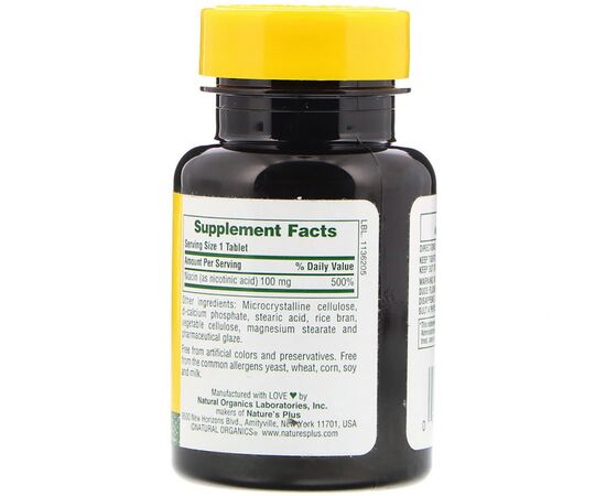 Вітамін Natures Plus Ніацин, Niacin, 100 мг, 90 таблеток (NAP-01850), зображення 2 Вітамін Natures Plus Ніацин, Niacin, 100 мг, 90 таблеток (NAP-01850), зображення 2